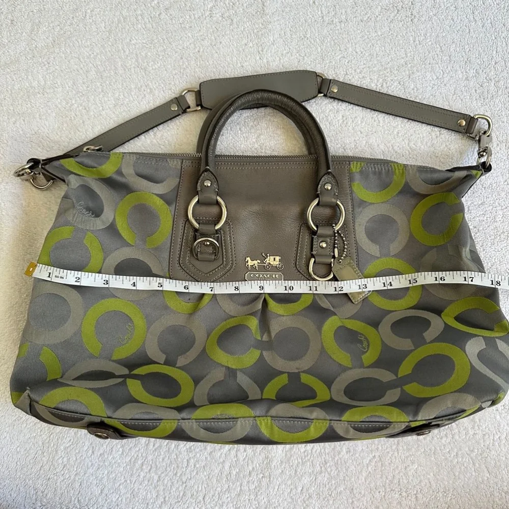 Coach Medium Gray and Green Handbag